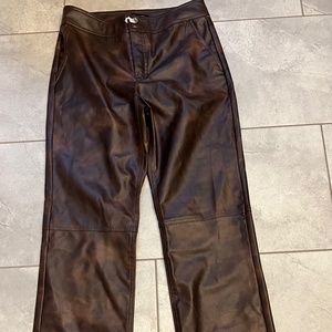 Zara vegan leather straight leg pant brown
